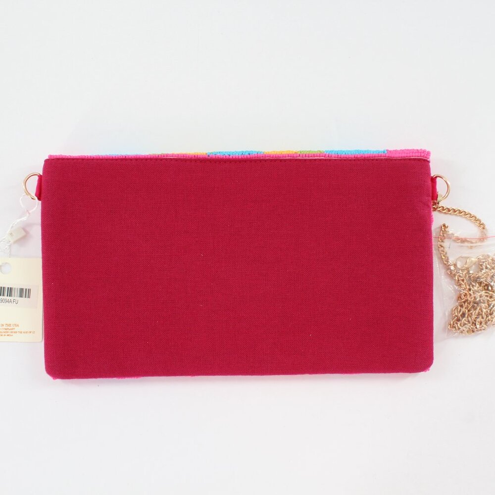 KAYLEE Bright Tribal Southwest Design Beaded Envelope Clutch Crossbody Bag NWT - Picture 4 of 6